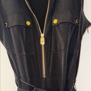 Michael Kors Black Sheath Dress with Notched Collar